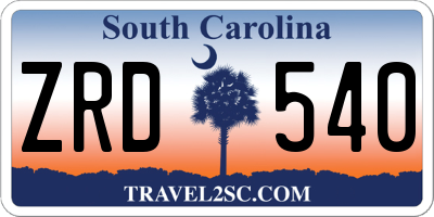 SC license plate ZRD540