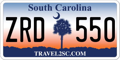 SC license plate ZRD550