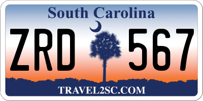 SC license plate ZRD567