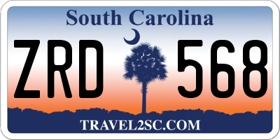 SC license plate ZRD568