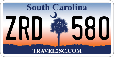 SC license plate ZRD580