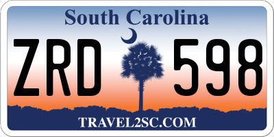 SC license plate ZRD598