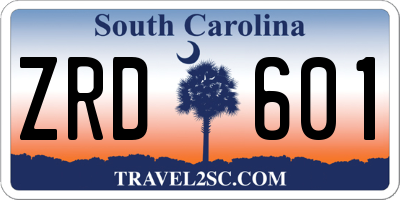 SC license plate ZRD601