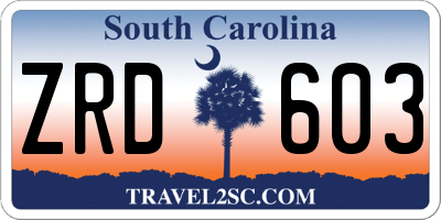 SC license plate ZRD603