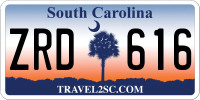 SC license plate ZRD616