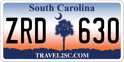 SC license plate ZRD630