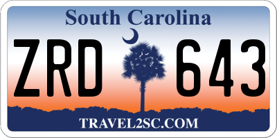 SC license plate ZRD643