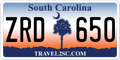 SC license plate ZRD650