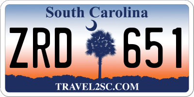 SC license plate ZRD651