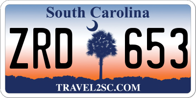 SC license plate ZRD653