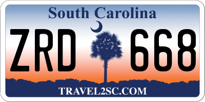 SC license plate ZRD668