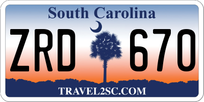 SC license plate ZRD670