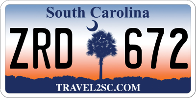 SC license plate ZRD672