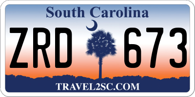 SC license plate ZRD673