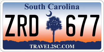 SC license plate ZRD677