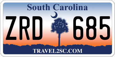 SC license plate ZRD685