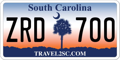 SC license plate ZRD700