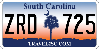 SC license plate ZRD725