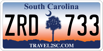 SC license plate ZRD733