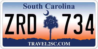 SC license plate ZRD734