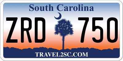 SC license plate ZRD750