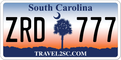 SC license plate ZRD777