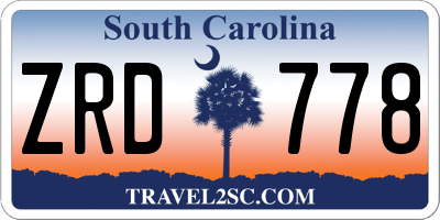 SC license plate ZRD778