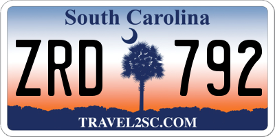 SC license plate ZRD792