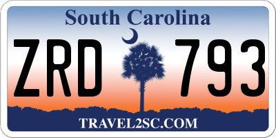 SC license plate ZRD793