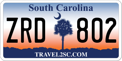 SC license plate ZRD802
