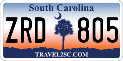 SC license plate ZRD805