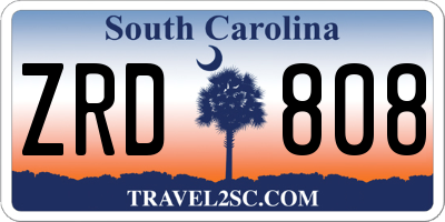 SC license plate ZRD808