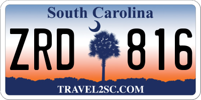 SC license plate ZRD816