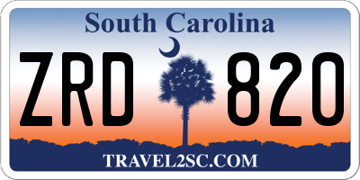 SC license plate ZRD820