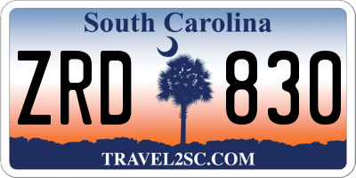 SC license plate ZRD830