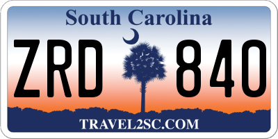 SC license plate ZRD840