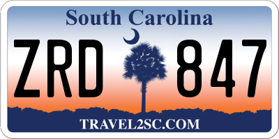 SC license plate ZRD847