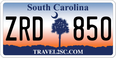 SC license plate ZRD850