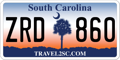 SC license plate ZRD860