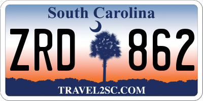 SC license plate ZRD862
