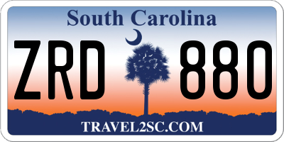 SC license plate ZRD880