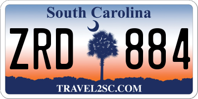 SC license plate ZRD884