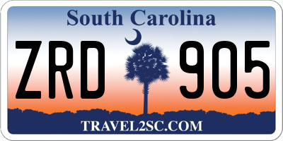 SC license plate ZRD905
