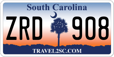 SC license plate ZRD908