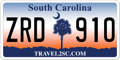 SC license plate ZRD910