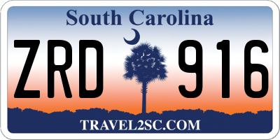 SC license plate ZRD916