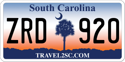 SC license plate ZRD920