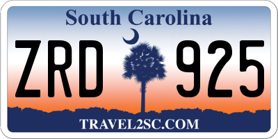 SC license plate ZRD925