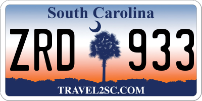 SC license plate ZRD933