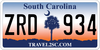 SC license plate ZRD934